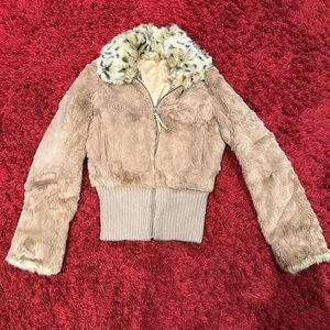 YBS REVERSIBLE Tan Faux Fur Women's Jacket